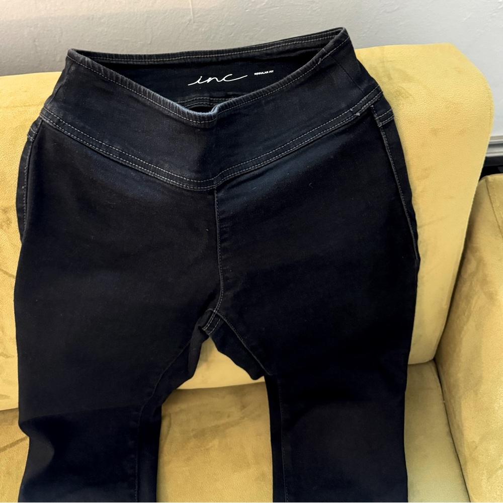 INC Black denim skinny jean with stretch waist and pockets